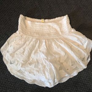 High waisted flowy embroidered shorts
